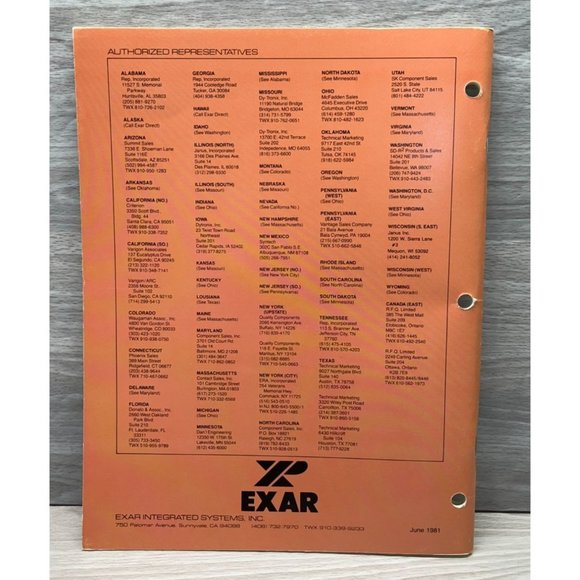 Exar Applications Data Book Booklet User Manual Vintage 1979 Modems Repeaters - Picture 2 of 6